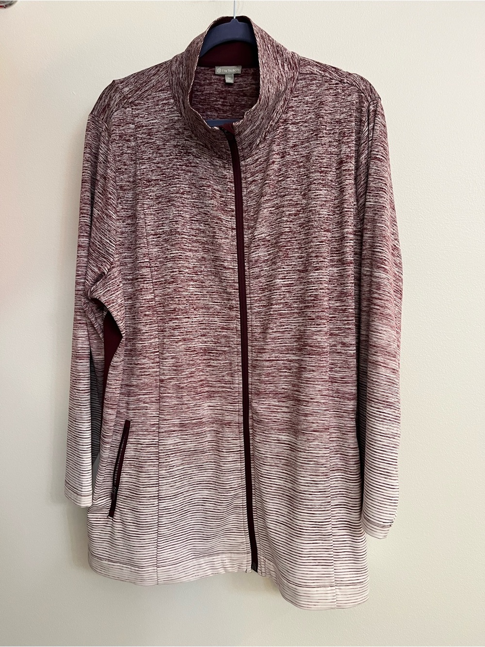 Like New!! Talbots 3X Maroon Ombre Full-Zip Workout Jacket with zip pockets